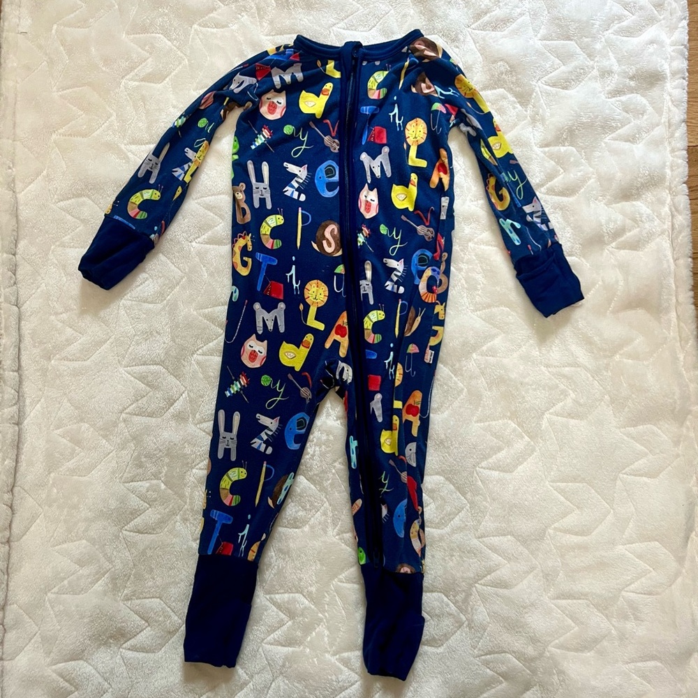 Little Sleepies Zippie - Alphabet Friends Print (6-12 Months)